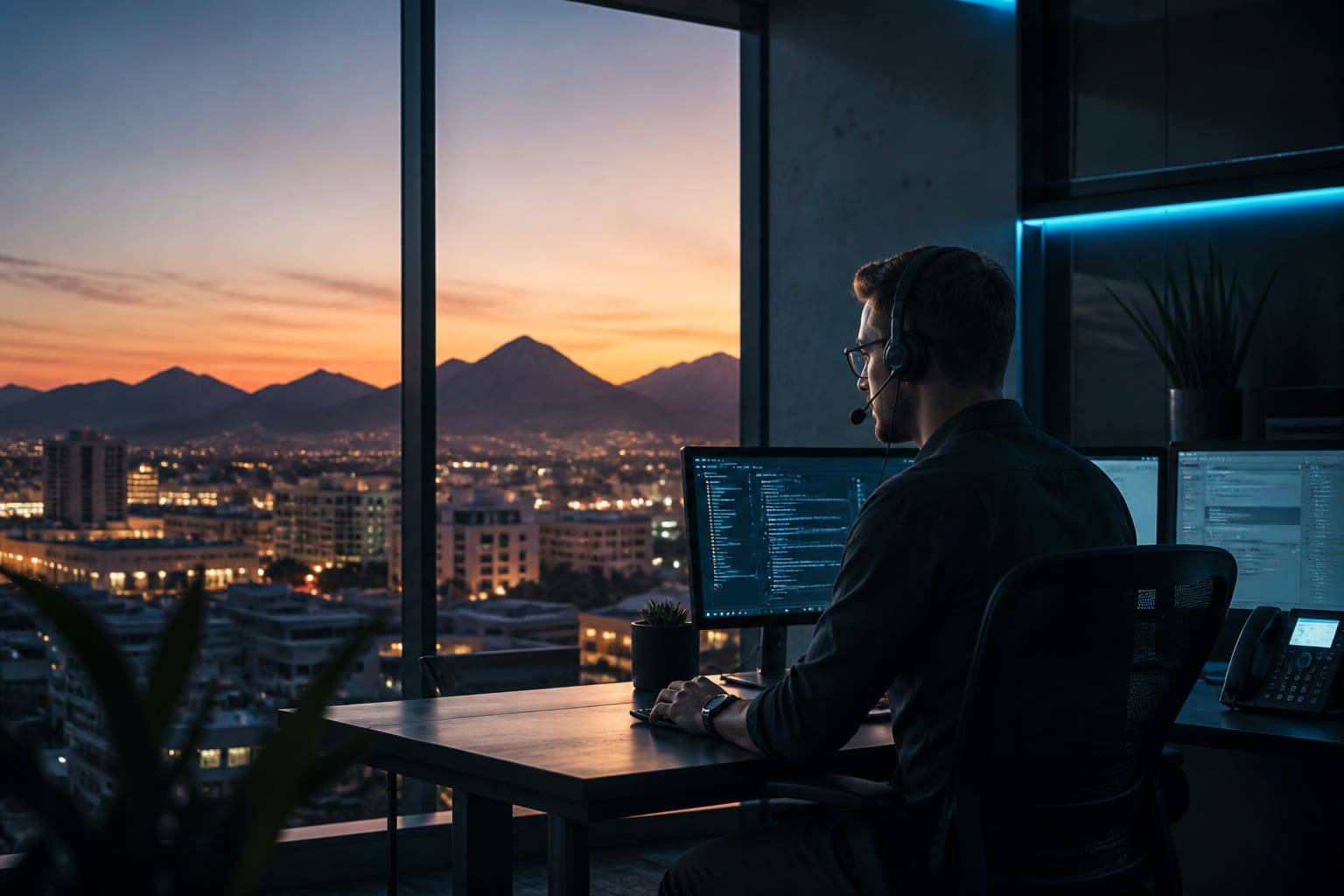 Phoenix skyline at dusk for local IT support